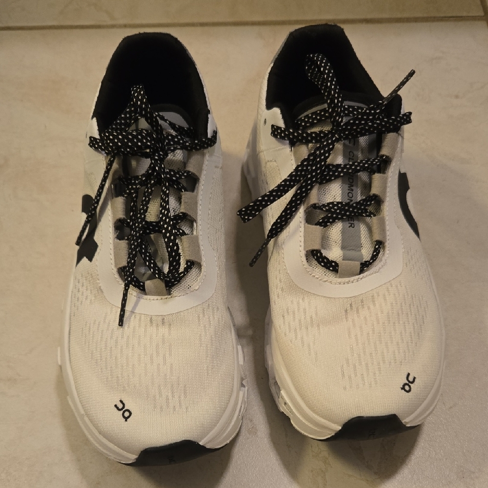 On Running Black and White Cloud Monster Sneakers